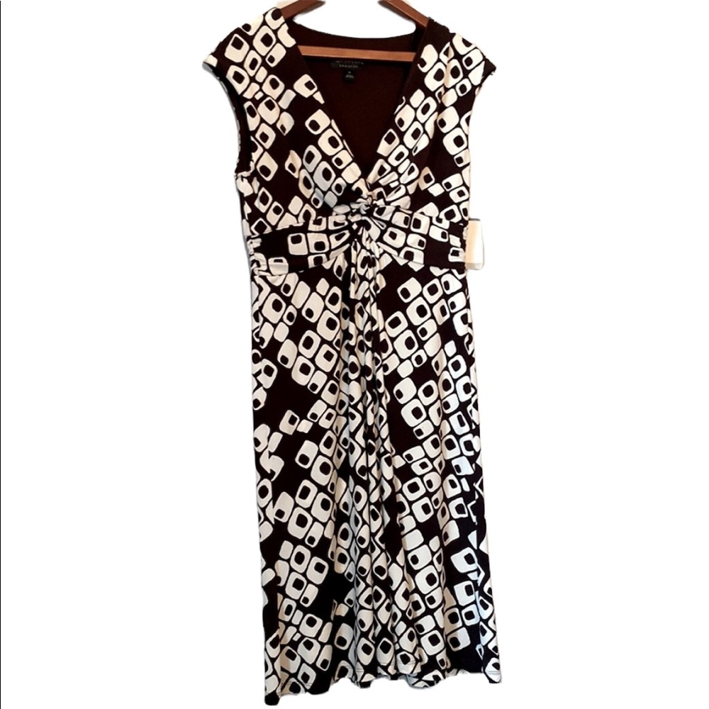 Retro Connected Apparel Brown and Cream Sleeveless Dress